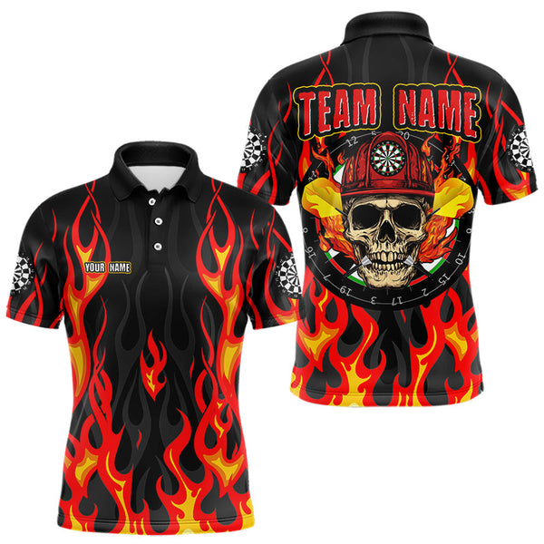 Dart Skull Firefighter In Flame Personalized Men Women Polo Shirt Custom Darts Team Jersey