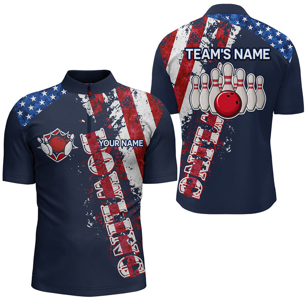 Bowling Patriotic Personalized Men Women Polo Shirt Custom Bowling Team Jersey