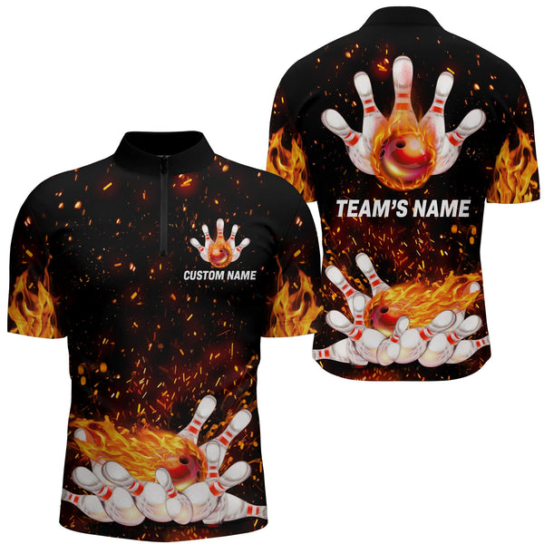 Bowling Flame Personalized Men Women Polo Shirt Custom Bowling Team Jersey