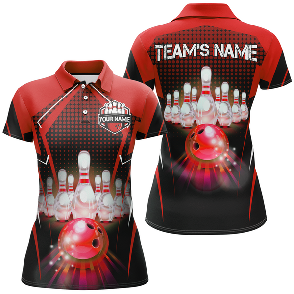 Personalized Bowling Women Performance Polo Shirt Custom Name Bowling Team Jersey