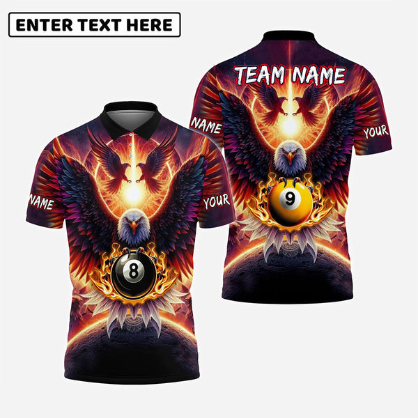 Billiards 8 Ball 9 Ball Hawk Personalized Men Women Polo Shirt Custom Billiard Team Jersey