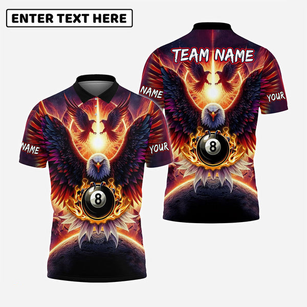 Billiards 8 Ball Hawk Personalized Men Women Polo Shirt Custom Billiard Team Jersey