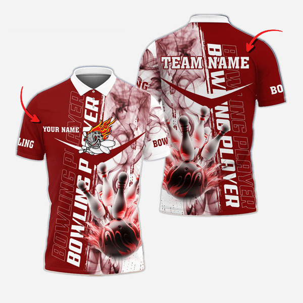 Bowling And Pins Personalized Men Women Polo Shirt Custom Bowling Team Jersey