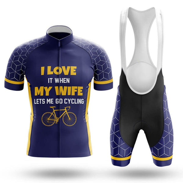 I Love It When My Wife Lets Me Go Cycling Men's Cycling Jersey Set, Road Bike Cycling Kit for Men, Biking Outfit, Bicycle Suit, Team Racing Uniform
