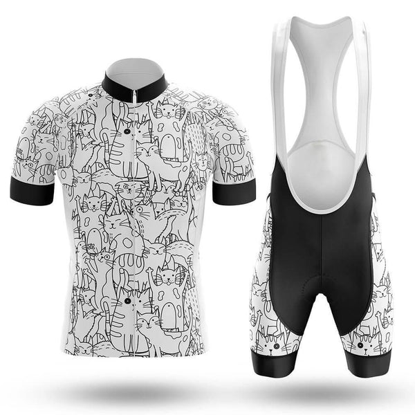 White Cat Men's Cycling Jersey Set, Road Bike Cycling Kit for Men, Biking Outfit, Bicycle Suit, Team Racing Uniform
