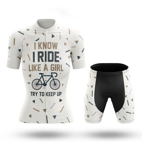 Like A Girl Women's Cycling Jersey Set, Road Bike Cycling Kit for Women, Biking Outfit, Bicycle Suit, Team Racing Uniform