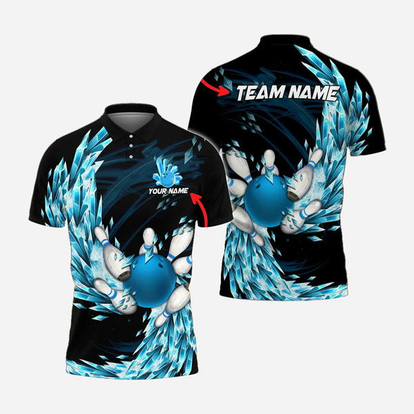Bowling And Pins Crystal Personalized Men Women Polo Shirt Custom Bowling Team Jersey