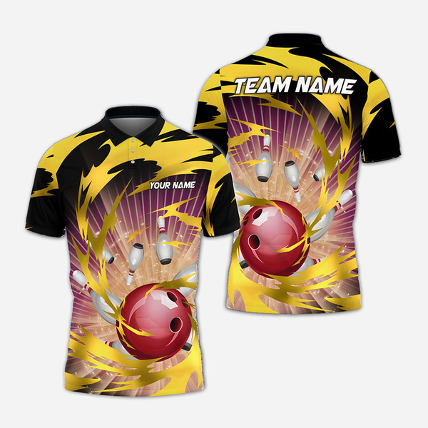 Bowling And Pins Personalized Men Women Polo Shirt Custom Bowling Team Jersey