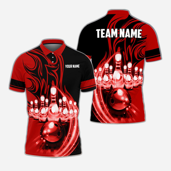 Bowling And Pins Personalized Men Women Polo Shirt Custom Bowling Team Jersey