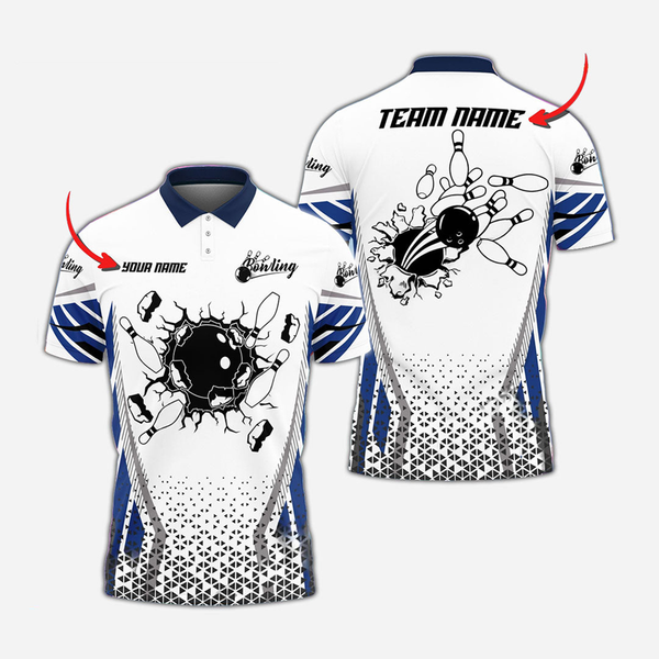 Bowling And Pins Broken Personalized Men Women Polo Shirt Custom Bowling Team Jersey