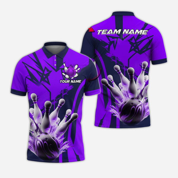 Bowling And Pins Personalized Men Women Polo Shirt Custom Bowling Team Jersey