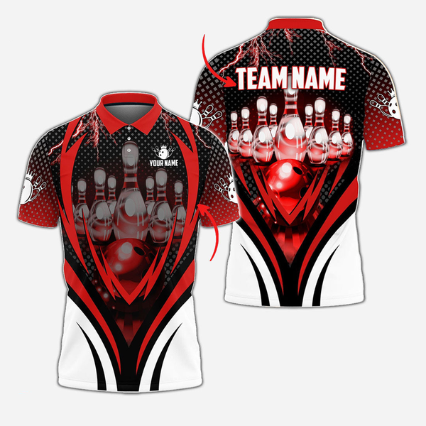 Bowling And Pins Personalized Men Women Polo Shirt Custom Bowling Team Jersey