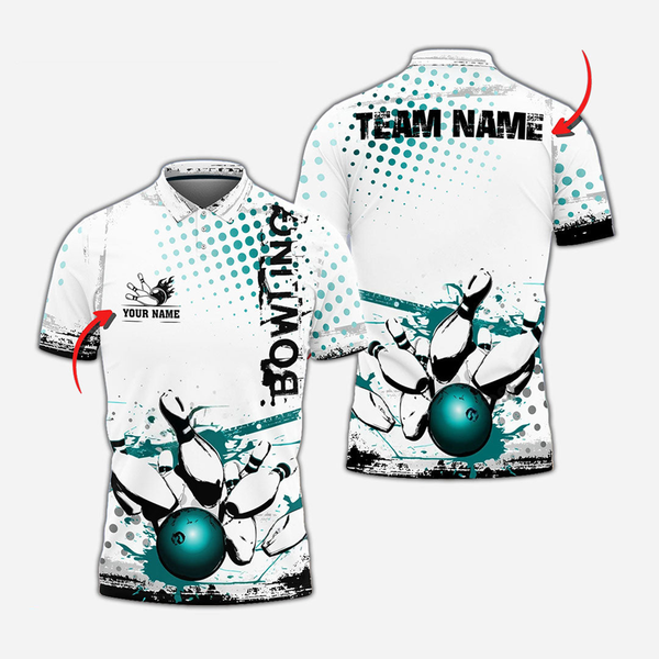 Bowling And Pins Personalized Men Women Polo Shirt Custom Bowling Team Jersey