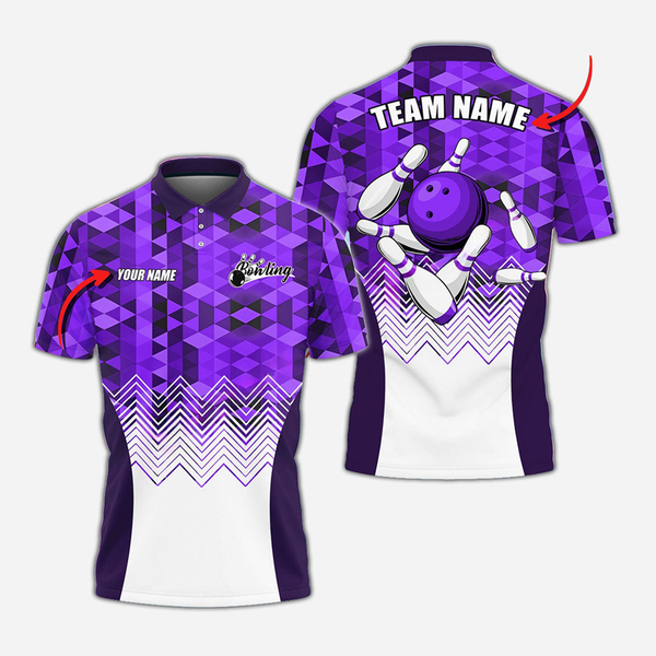Bowling And Pins Personalized Men Women Polo Shirt Custom Bowling Team Jersey