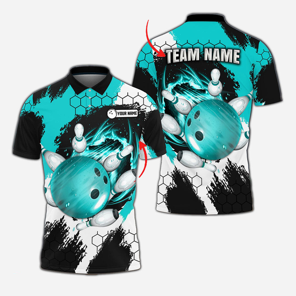 Bowling And Pins Personalized Men Women Polo Shirt Custom Bowling Team Jersey