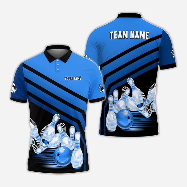 Bowling And Pins Personalized Men Women Polo Shirt Custom Bowling Team Jersey