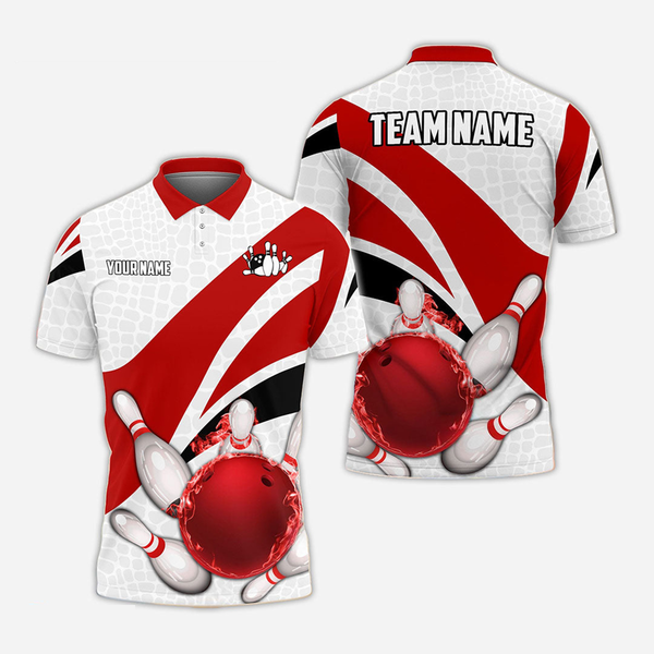 Bowling And Pins Personalized Men Women Polo Shirt Custom Bowling Team Jersey