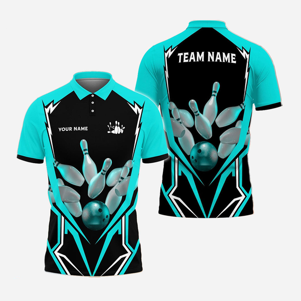 Bowling And Pins Personalized Men Women Polo Shirt Custom Bowling Team Jersey