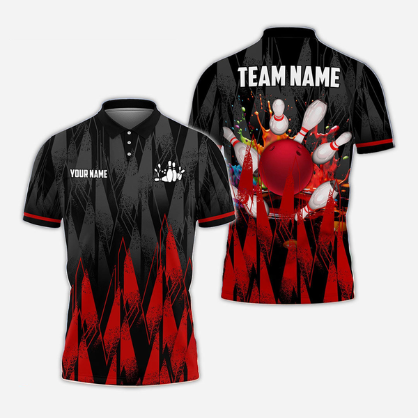 Bowling And Pins Personalized Men Women Polo Shirt Custom Bowling Team Jersey