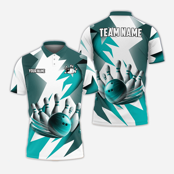 Bowling And Pins Personalized Men Women Polo Shirt Custom Bowling Team Jersey
