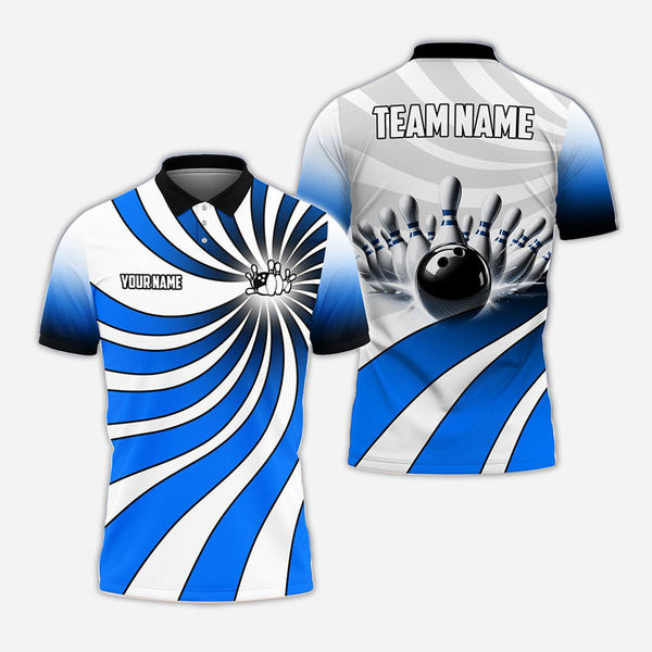 Bowling And Pins Personalized Men Women Polo Shirt Custom Bowling Team Jersey