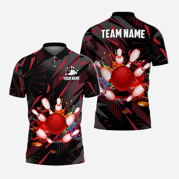 Bowling And Pins Personalized Men Women Polo Shirt Custom Bowling Team Jersey
