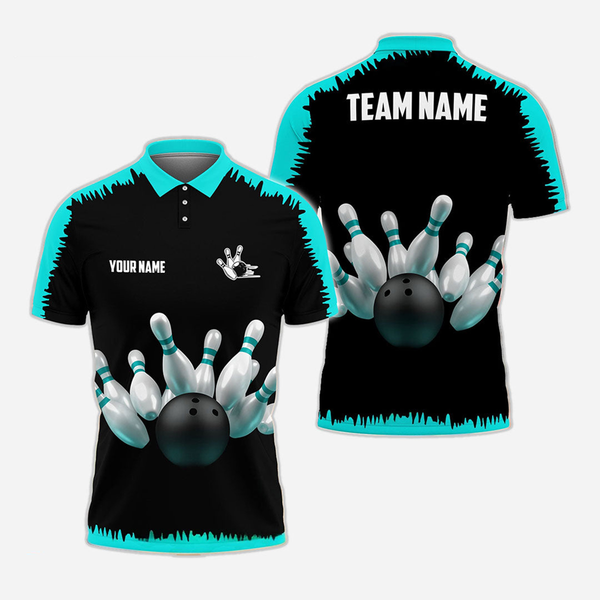 Bowling And Pins Personalized Men Women Polo Shirt Custom Bowling Team Jersey
