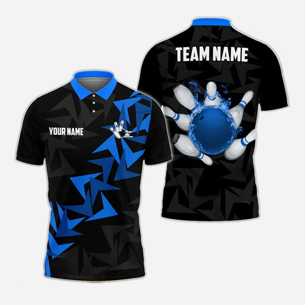 Bowling And Pins Flame Personalized Men Women Polo Shirt Custom Bowling Team Jersey