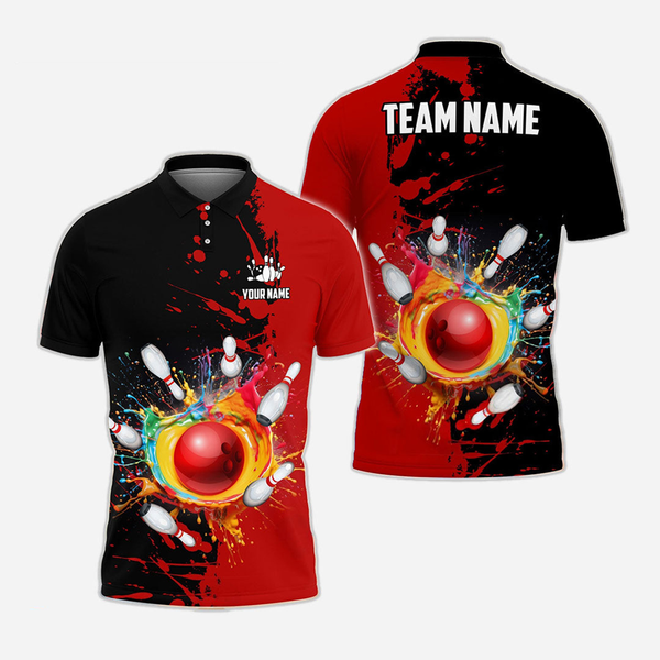 Bowling And Pins Personalized Men Women Polo Shirt Custom Bowling Team Jersey