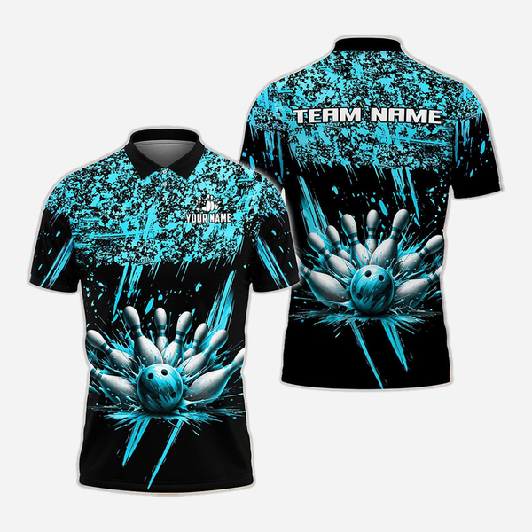 Bowling And Pins Personalized Men Women Polo Shirt Custom Bowling Team Jersey