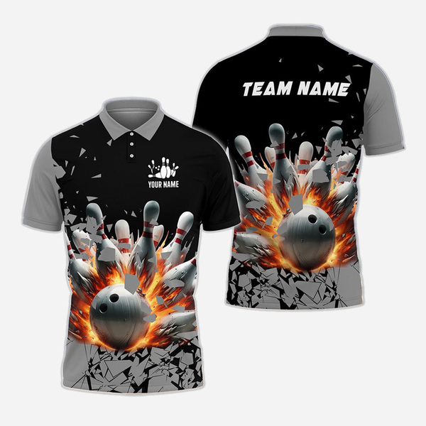 Bowling And Pins Personalized Men Women Polo Shirt Custom Bowling Team Jersey