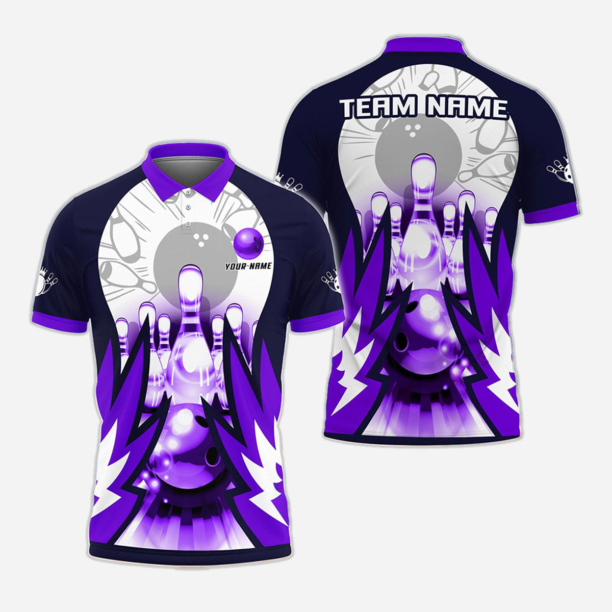 Bowling And Pins Personalized Men Women Polo Shirt Custom Bowling Team Jersey