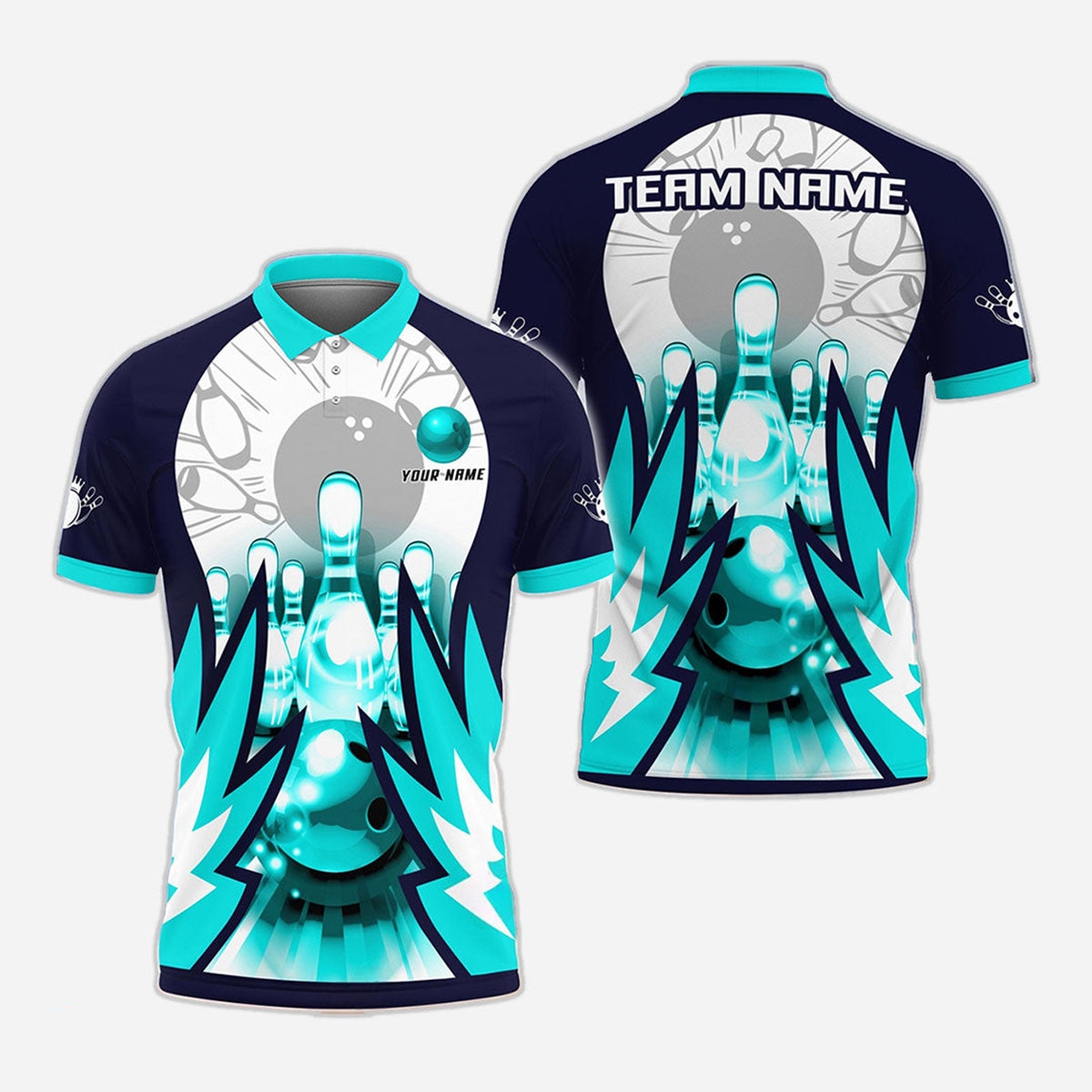 Bowling And Pins Personalized Men Women Polo Shirt Custom Bowling Team Jersey