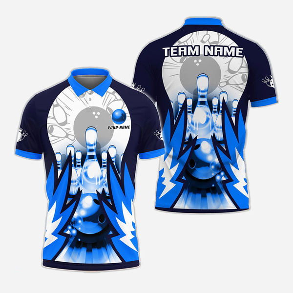 Bowling And Pins Personalized Men Women Polo Shirt Custom Bowling Team Jersey