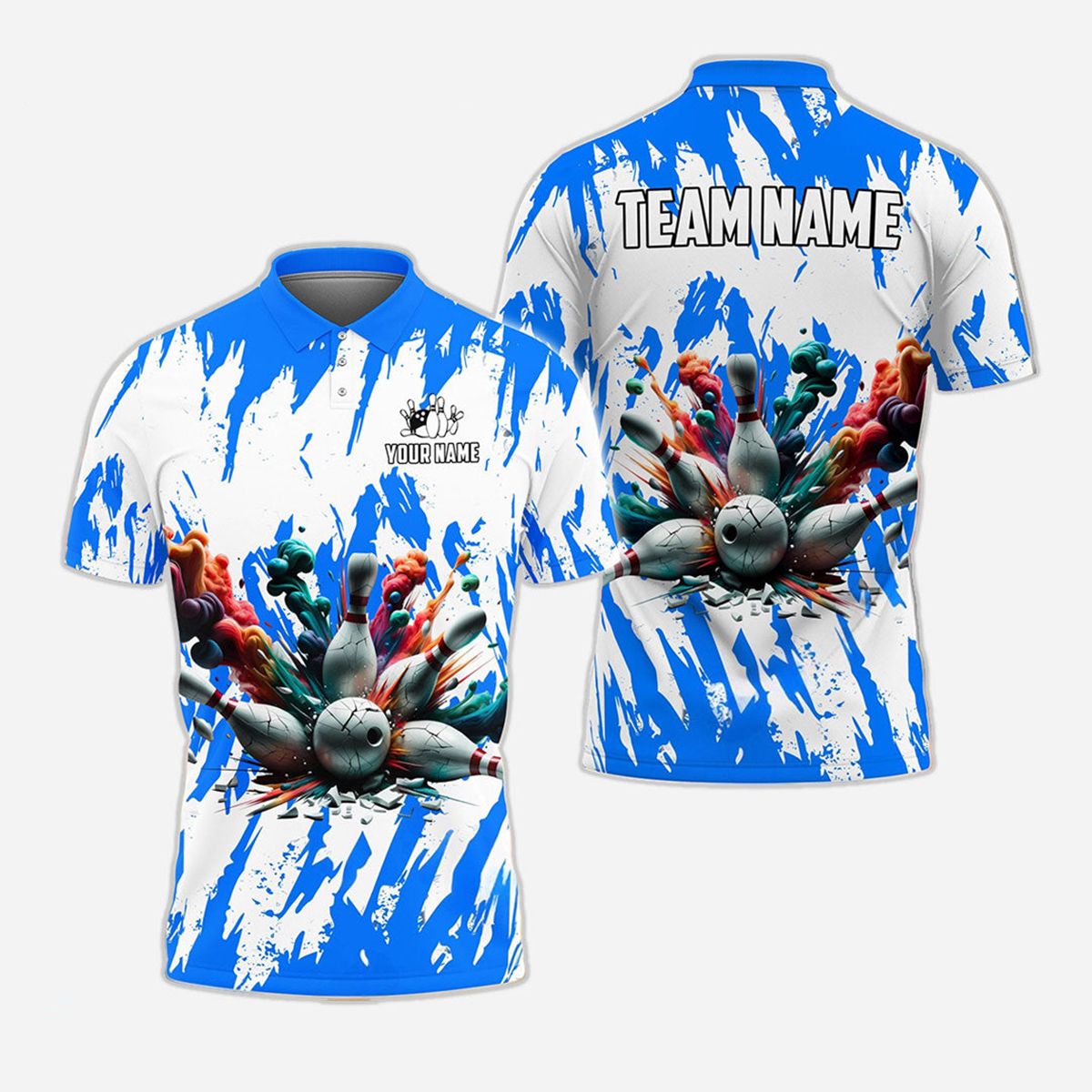 Bowling And Pins Personalized Men Women Polo Shirt Custom Bowling Team Jersey