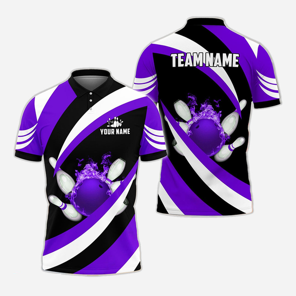 Bowling And Pins Personalized Men Women Polo Shirt Custom Bowling Team Jersey