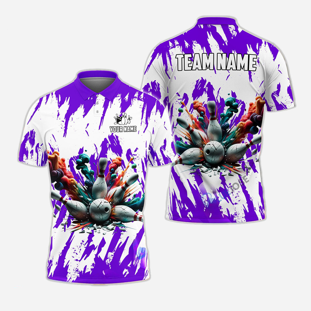 Bowling And Pins Personalized Men Women Polo Shirt Custom Bowling Team Jersey