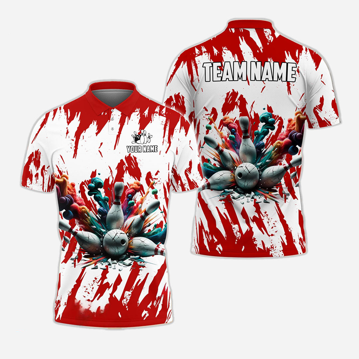 Bowling And Pins Personalized Men Women Polo Shirt Custom Bowling Team Jersey