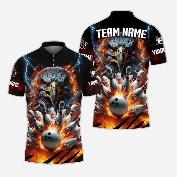 Personalized Bowling Eagle Men Women Polo Shirt Custom Name Bowling Team Jersey