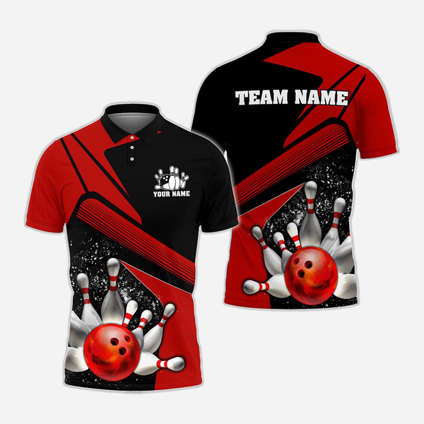 Bowling And Pins Personalized Men Women Polo Shirt Custom Bowling Team Jersey