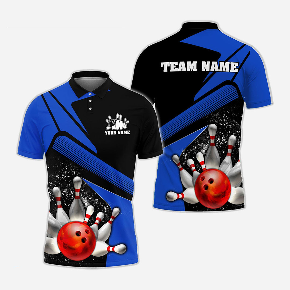 Bowling And Pins Personalized Men Women Polo Shirt Custom Bowling Team Jersey