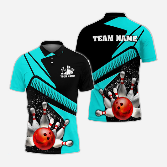 Bowling And Pins Personalized Men Women Polo Shirt Custom Bowling Team Jersey