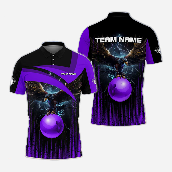 Bowling And Pins Raven Personalized Men Women Polo Shirt Custom Bowling Team Jersey