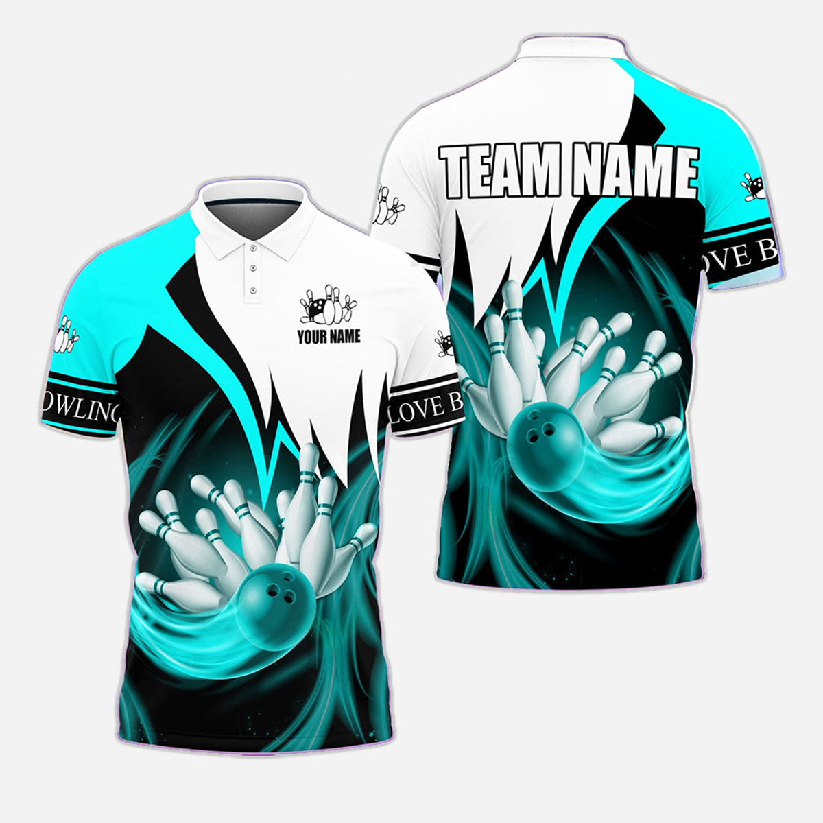 Bowling And Pins Personalized Men Women Polo Shirt Custom Bowling Team Jersey