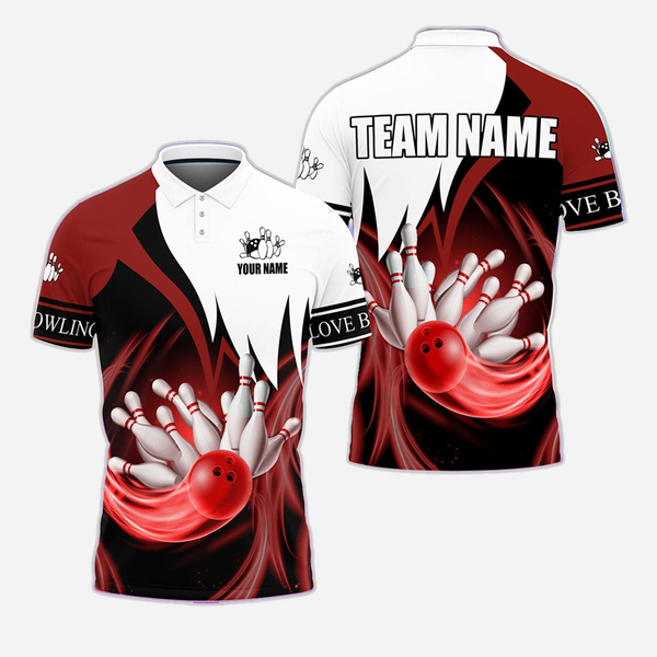 Bowling And Pins Personalized Men Women Polo Shirt Custom Bowling Team Jersey