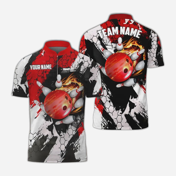 Bowling And Pins Personalized Men Women Polo Shirt Custom Bowling Team Jersey