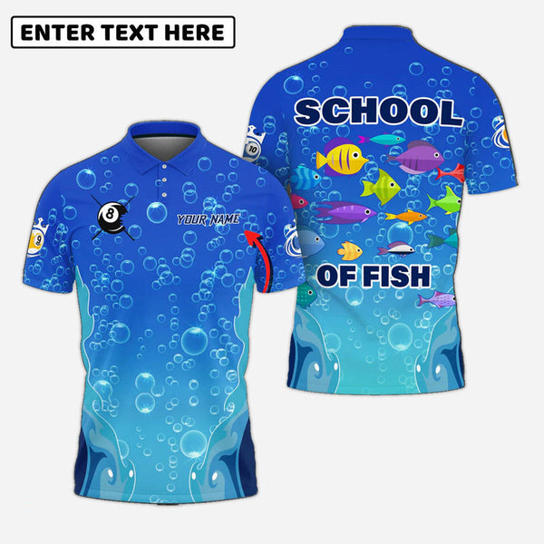 Billiards School Of Fish 8 Ball Personalized Men Women Polo Shirt Custom Billiard Team Jersey