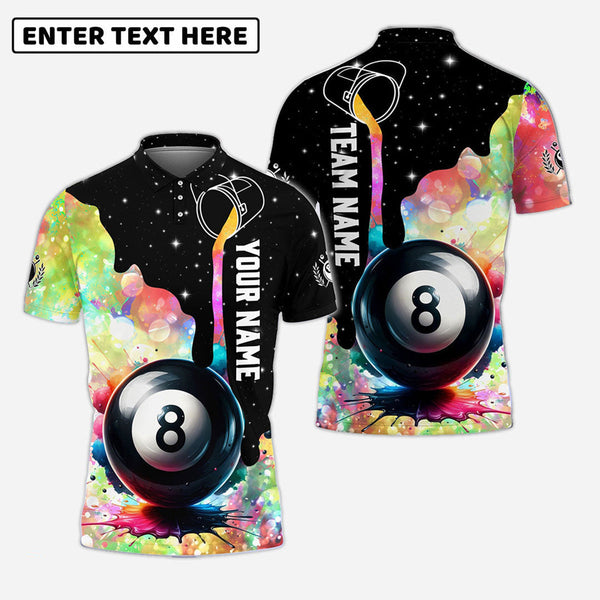 Billiards Colorful 8 Ball Personalized Men Women Polo Shirt Custom Billiard Team Jersey
