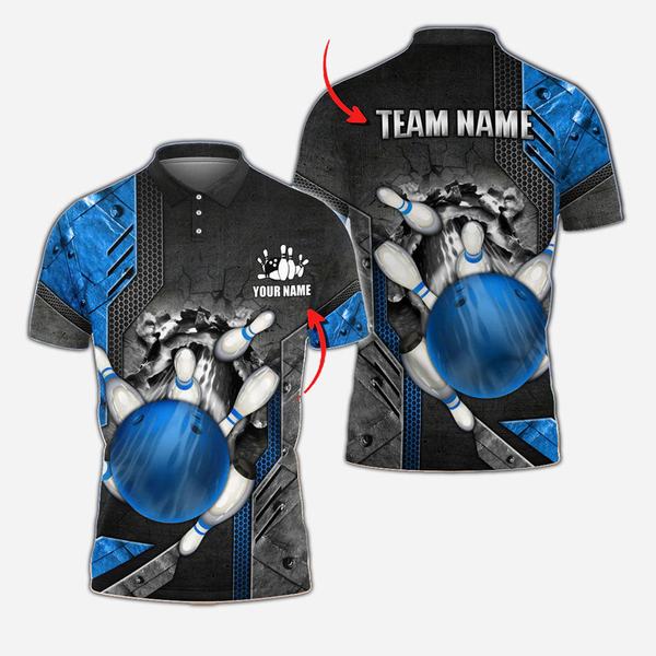Bowling And Pins Personalized Men Women Polo Shirt Custom Bowling Team Jersey