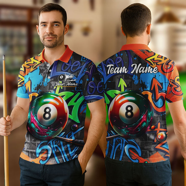 Billiards Graffiti 8 Ball Pool Personalized Men Women Polo Shirt Custom Billiard Team Jersey